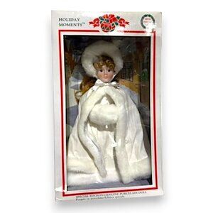 HOLIDAY MOMENTS Special Edition Genuine Porcelain White Christmas Doll (NEW BOX)